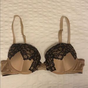 Aerie Push Up Bra Black and Nude Lace 34B